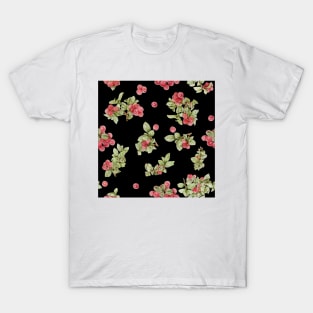 Watercolor cranberry on black T-Shirt